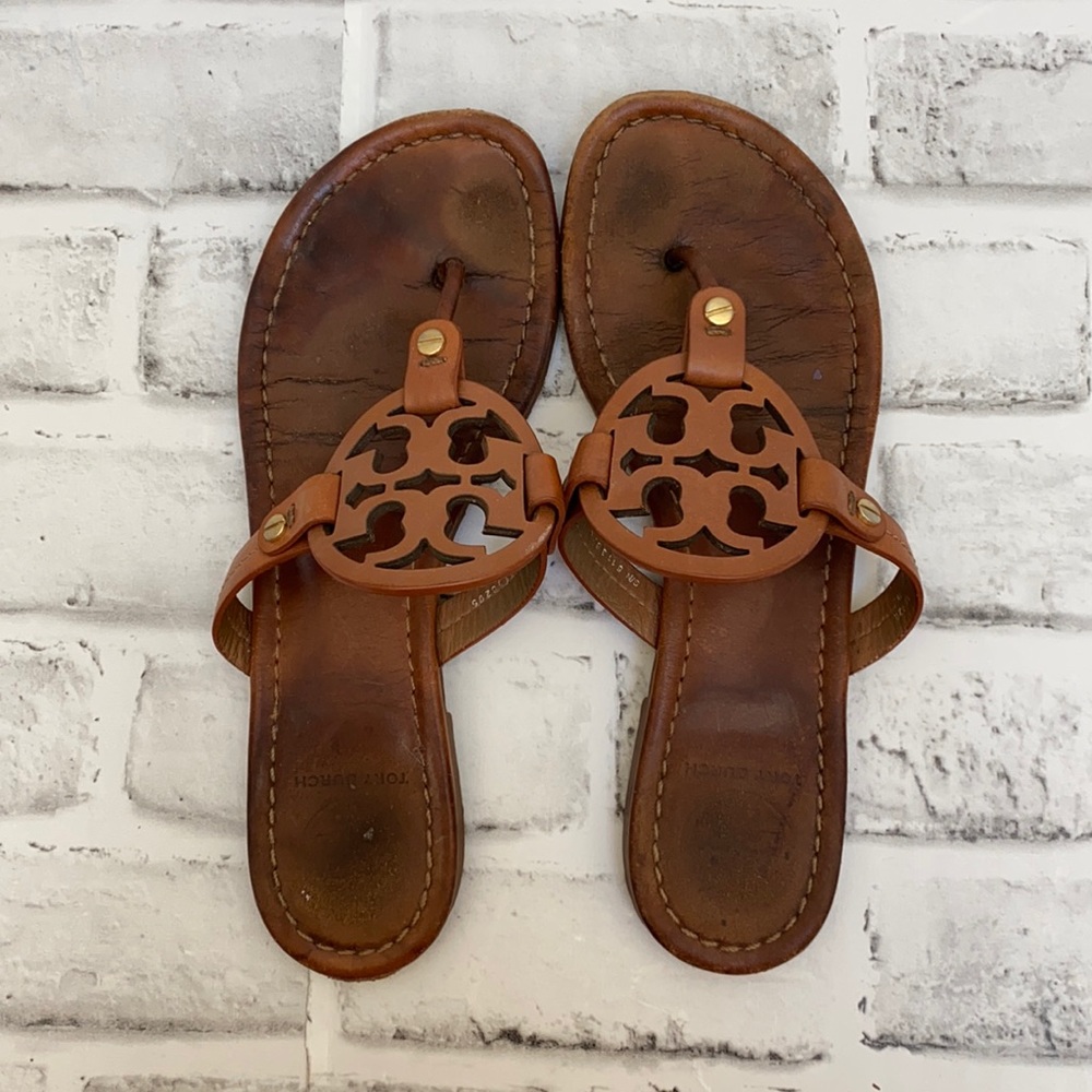 Tory Burch Brown Leather Miller Sandals Size 7